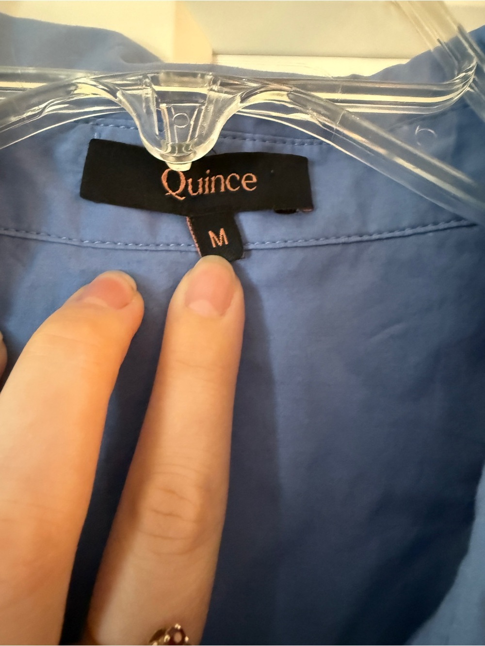 Quince Blue Drop Waist Organic Cotton Dress with Ruffle Hem Sz M Feminine - Picture 6 of 8